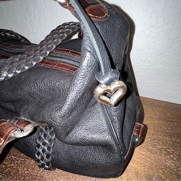 Brighton Leather Woven Straps Detachable Strap Shoulder Tote Purse Bag - Picture 3 of 6